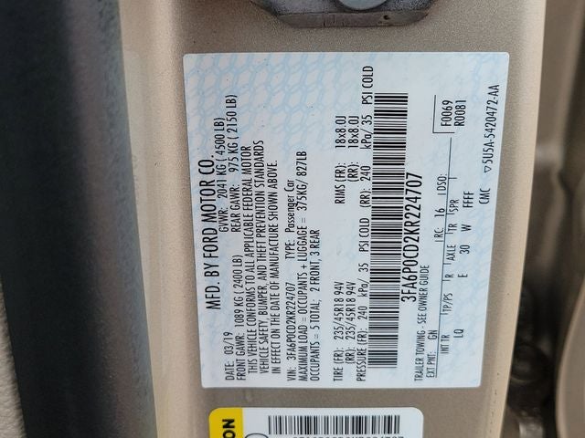 2019 Ford Fusion SEL